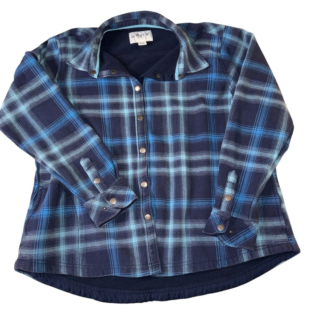Orvis Classic Collection XXL‎ Blue Plaid Flannel Shirt Jacket Shacket